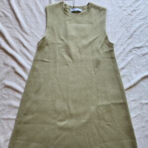 NWT Zara Sage Green Sheath Mini Dress Crew Neck Sleeveless